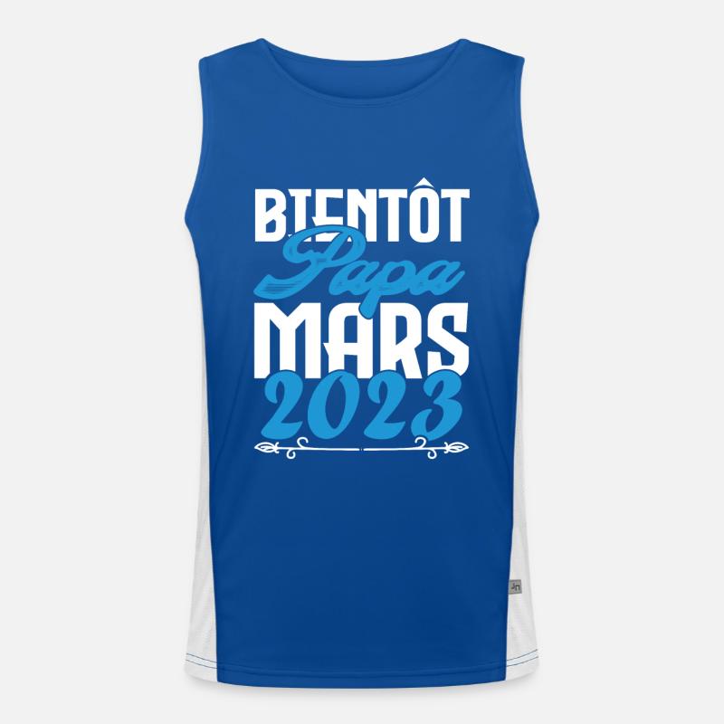 Cadeau Annonce grossesse. bientôt Papa Mars 2023. Débardeur respirant contrasté Homme 