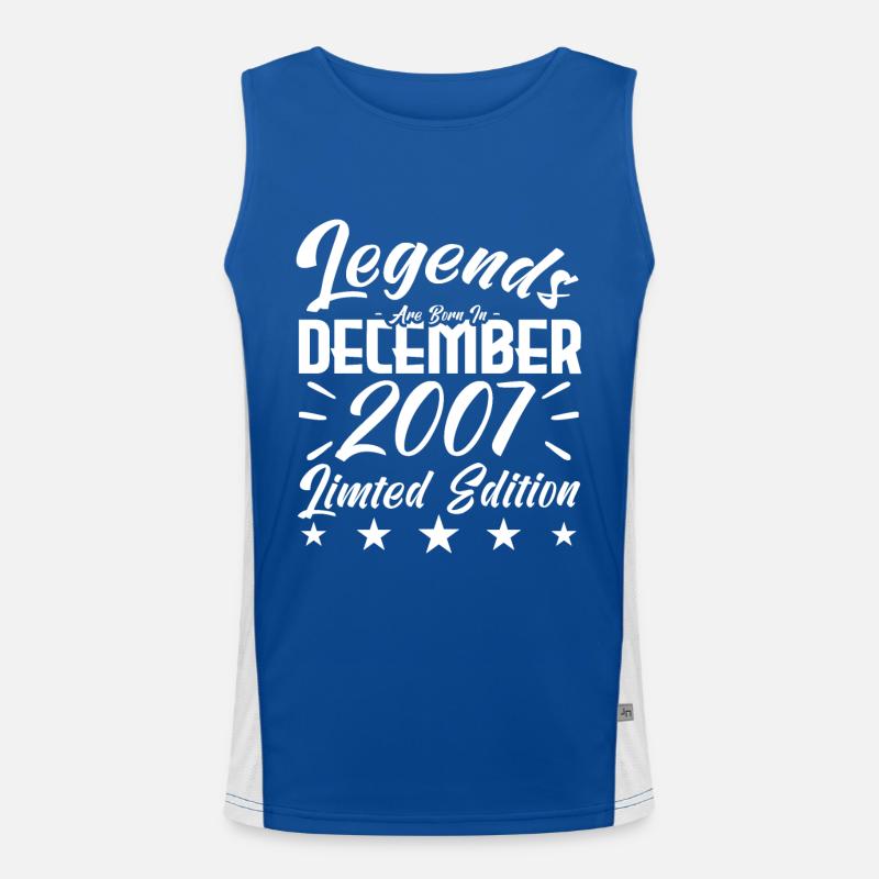 anniversary gift,Legends are born in DECEMBER 2007 Men's Functional Contrast Tank Top 