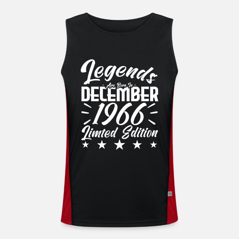 anniversary gift,Legends are born in DECEMBER 1966 Débardeur respirant contrasté Homme 
