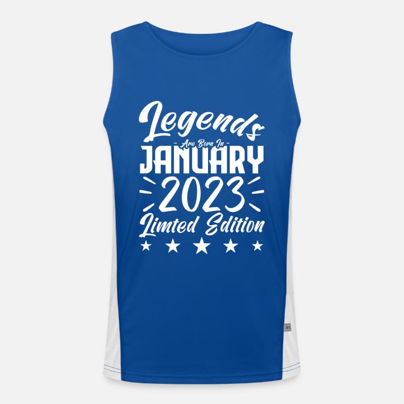 Naissance En Janvier 2023. Cadeau d'anniversaire. Débardeur respirant contrasté Homme 