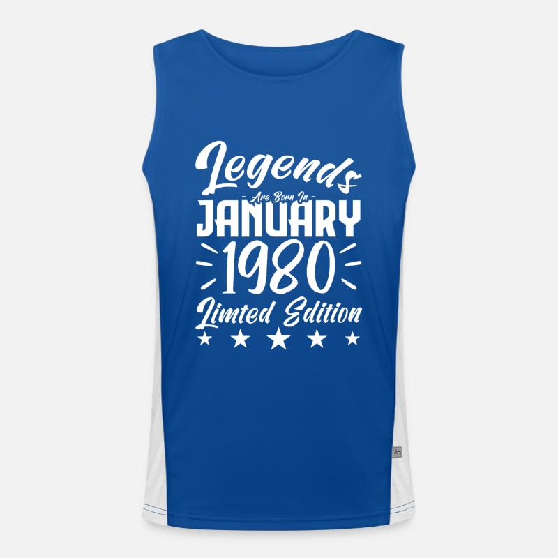 Geboren im Januar 1980. Geburtstagsgeschenk. Funktionelles Kontrast-Tank Top für Männer 