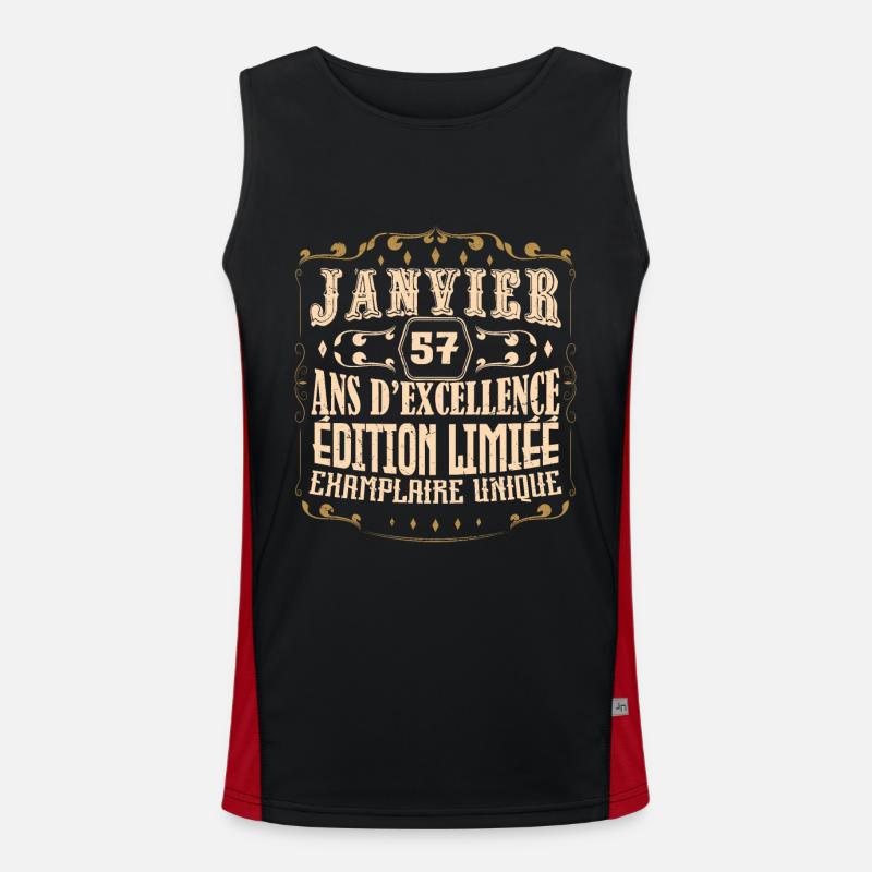 Vintage Janvier 57 ans. anniversaire janvier. Débardeur respirant contrasté Homme 