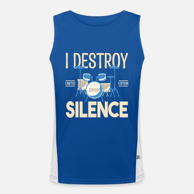 Ich zerstöre das Schweigen. Geschenkschlagzeuger, Geschenkmusiker Funktionelles Kontrast-Tank Top für Männer 