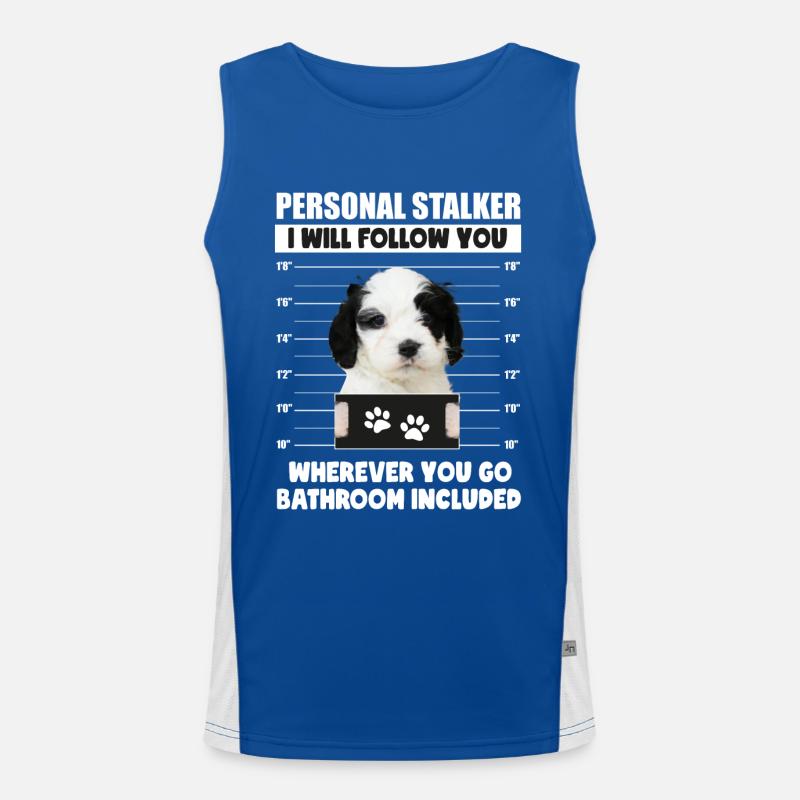 Lustiger persönlicher Stalker Hund Cavapoo Besitzer Geschenk Funktionelles Kontrast-Tank Top für Männer 