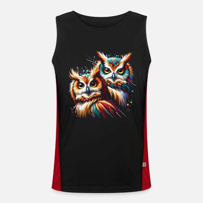 Eule Kunst Geschenk Geburtstag Funktionelles Kontrast-Tank Top für Männer 