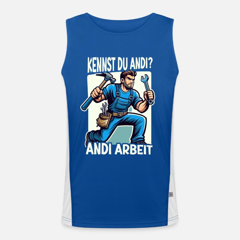 Handwerker Andi Arbeit Geschenk Sprüche Lustig Funktionelles Kontrast-Tank Top für Männer 