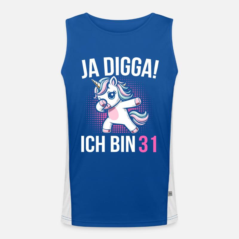31. Geburtstag Frauen Einhorn Geschenk Funktionelles Kontrast-Tank Top für Männer 