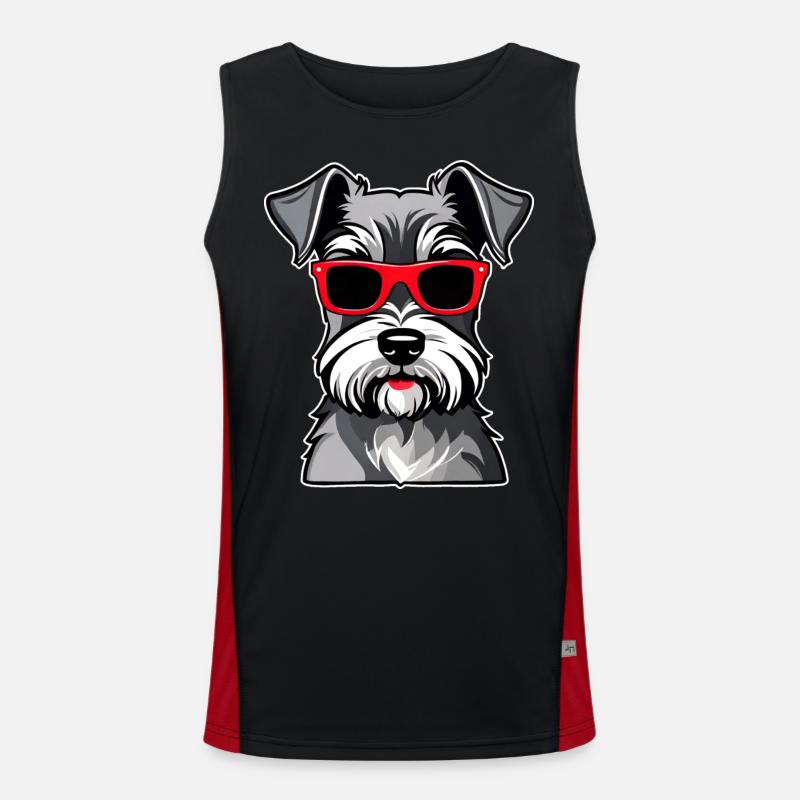 Chien Schnauzer mignon avec lunettes II Débardeur respirant contrasté Homme 