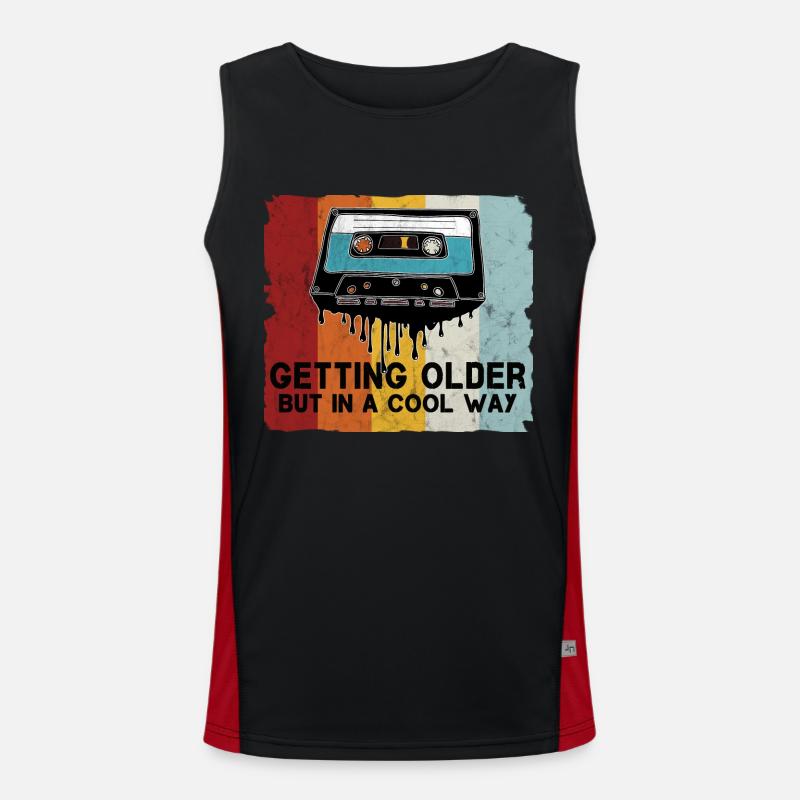 Retro cassette saying Men's Functional Contrast Tank Top 