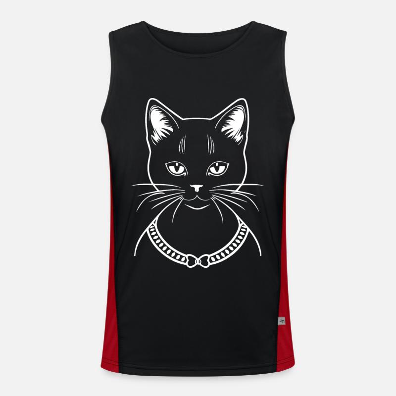 Drôle de chat Silhouette Cheeky Fun Cats Débardeur respirant contrasté Homme 