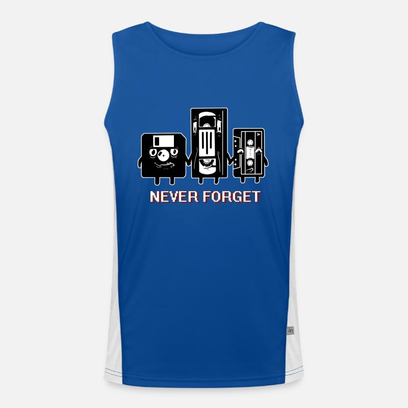 NEVER FORGET CASETTE DISKETTE FUNNY Men's Functional Contrast Tank Top 