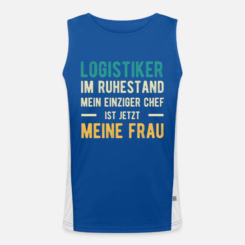 Logistiker Spruch Ehe Funktionelles Kontrast-Tank Top für Männer 