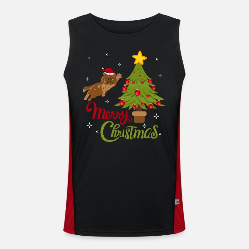 Chat et Noël - Chats Noël drôle Débardeur respirant contrasté Homme 