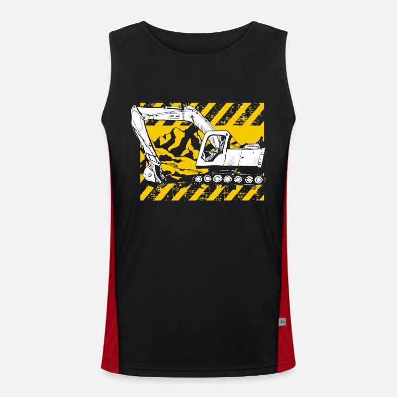Excavator machine operator work job job gala construction Men's Functional Contrast Tank Top 