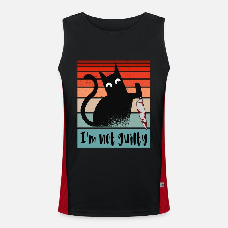 Ich bin unschuldig, Katze mit blutigem Messer Funktionelles Kontrast-Tank Top für Männer 