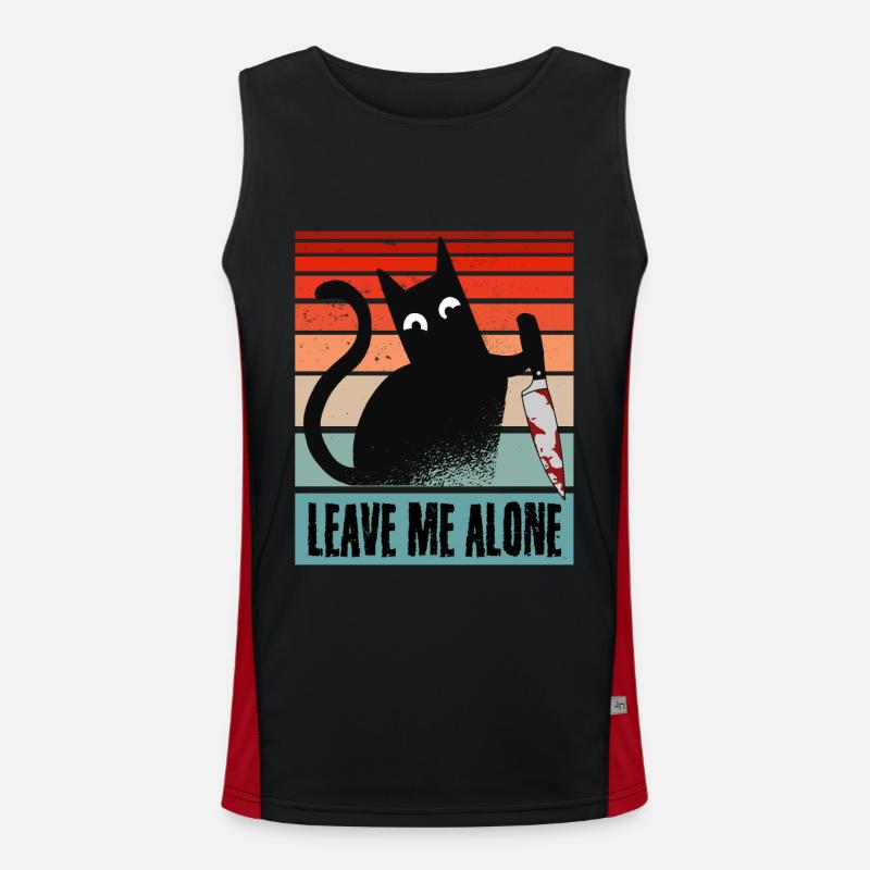 Leave me alone, Moody Cat with knife Men's Functional Contrast Tank Top 
