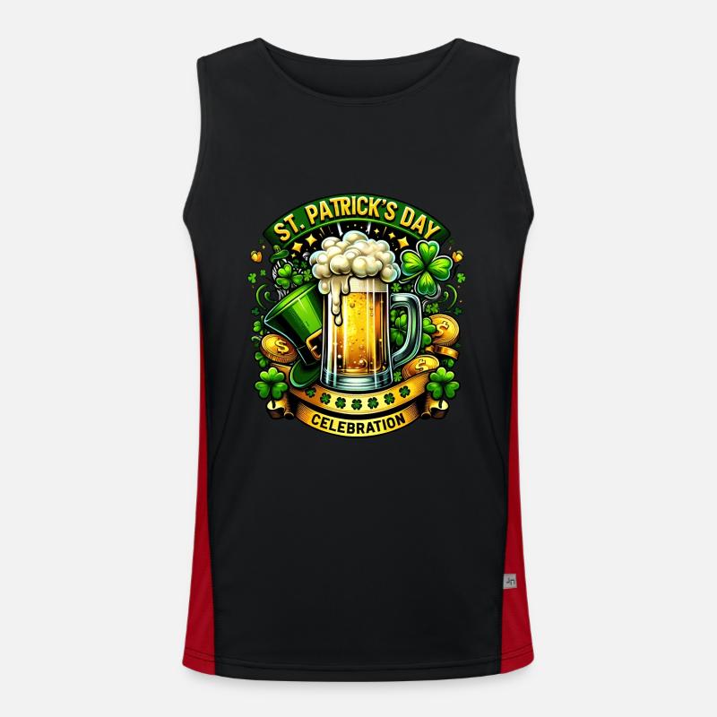 Happy St. Patricks Day - Irischer Feiertag Bier Funktionelles Kontrast-Tank Top für Männer 