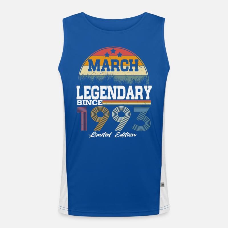 March born 1993 Legends Birthday Men's Functional Contrast Tank Top 