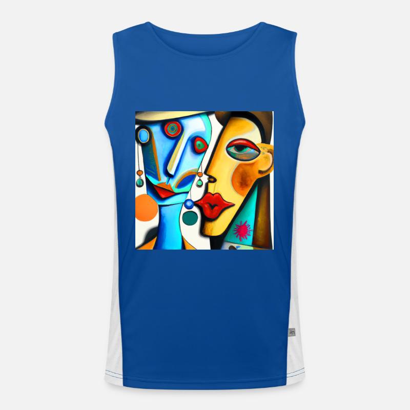 Zwei Gesichter im Style Picassos Funktionelles Kontrast-Tank Top für Männer 