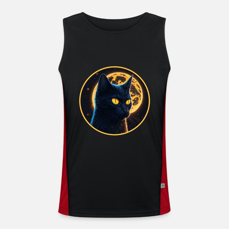 black cat halloween - Men's Functional Contrast Tank Top  - black/red