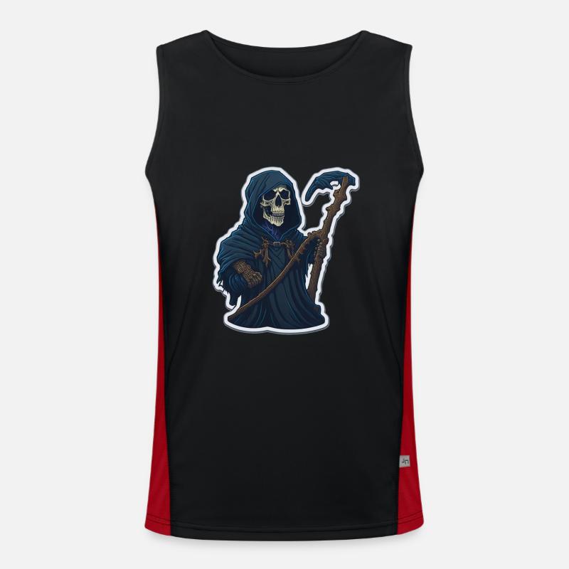 Sensenmann-Totenkopf-Halloween Funktionelles Kontrast-Tank Top für Männer 