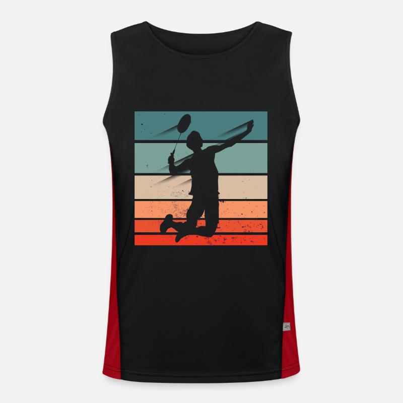 Badminton Player Jump Smash - Men's Functional Contrast Tank Top  - black/red