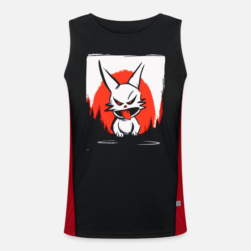 Japanische Rote Sonne und ein Frecher Hase Funktionelles Kontrast-Tank Top für Männer 