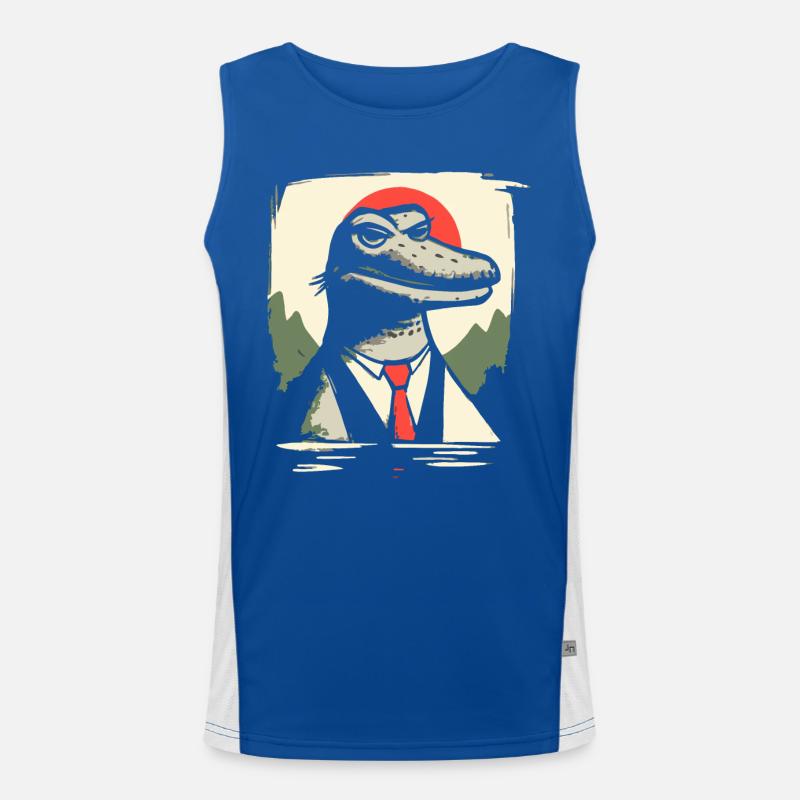 Japanese Red Sun and Al Gator Alligator Men's Functional Contrast Tank Top 