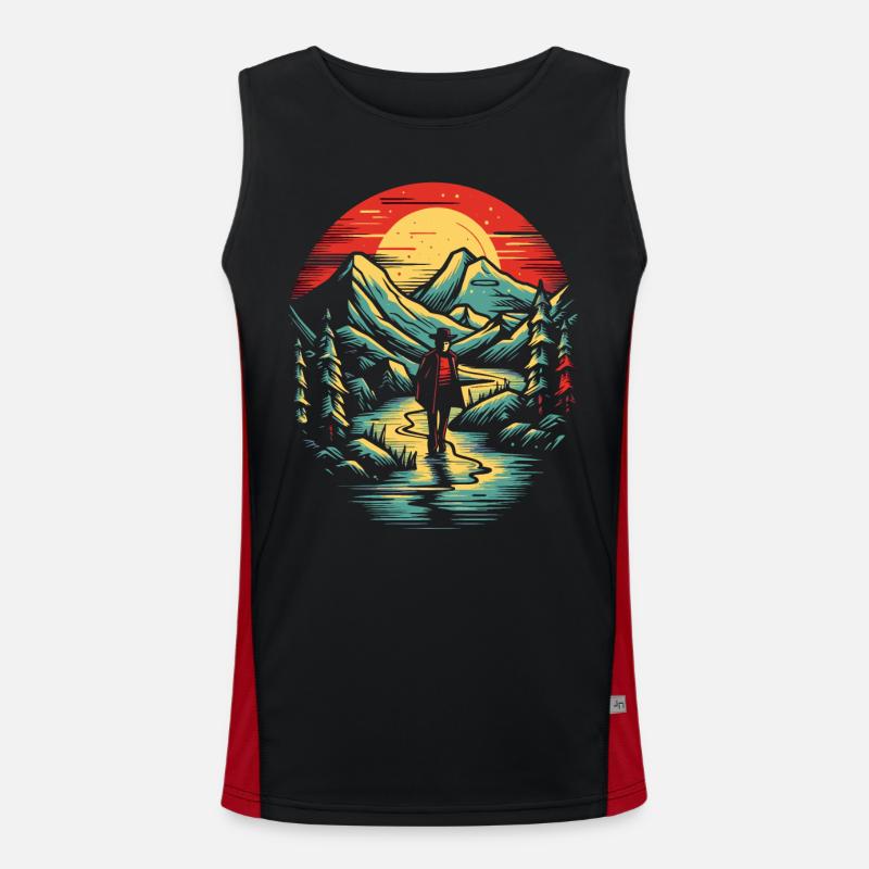 Der einsame Wanderer Funktionelles Kontrast-Tank Top für Männer 