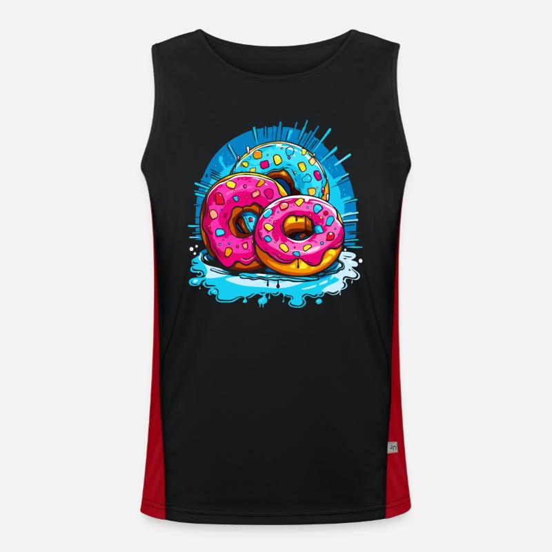 Donuts Everywhere: Delicious Sweet Donuts Men's Functional Contrast Tank Top 