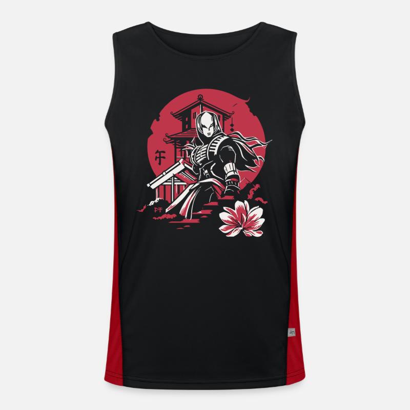 Japanese samurai hero Men's Functional Contrast Tank Top 