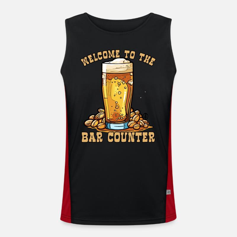 Willkommen an der Theke: Erdnüsse und Bier Funktionelles Kontrast-Tank Top für Männer 