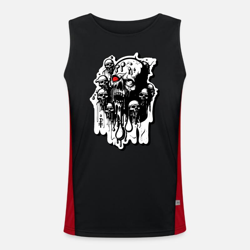 Zombie Skulls and Skulls - Men's Functional Contrast Tank Top  - black/red