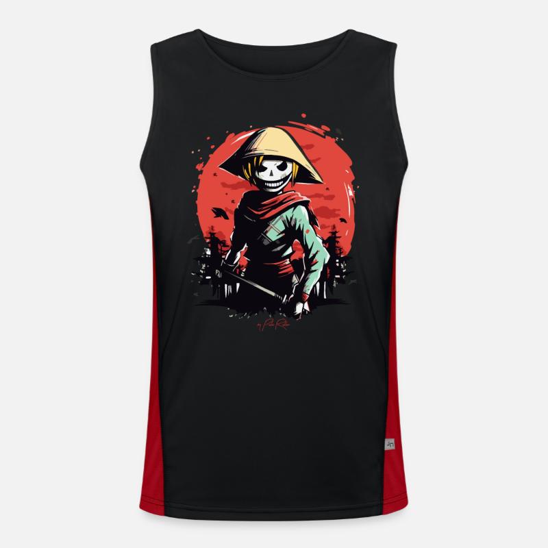 Slender Rice Farmer Zombie Samurai Men's Functional Contrast Tank Top 