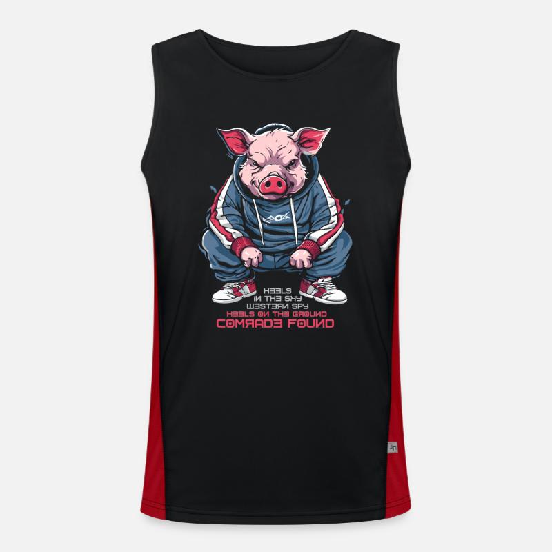 West Spy or Comrade, Slavic Gopnik Pig Men's Functional Contrast Tank Top 
