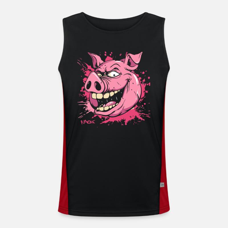 Indecent Pig - Men's Functional Contrast Tank Top - black/red