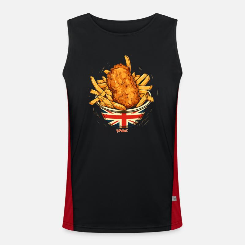 Drapeau britannique et Fish and Chips Débardeur respirant contrasté Homme 