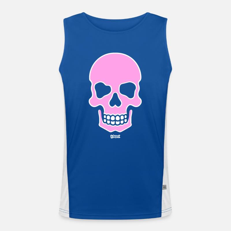 Ein lächelnder rosa Schädel Totenkopf Funktionelles Kontrast-Tank Top für Männer 