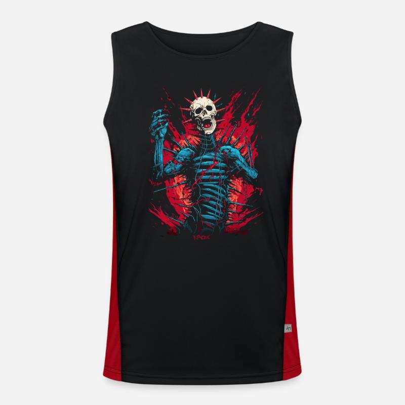 Needle head skull skeleton of horror Men's Functional Contrast Tank Top 