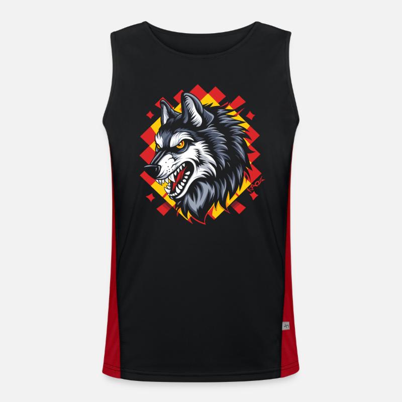 The Big Bad Plaid Pattern Wolf Men's Functional Contrast Tank Top 