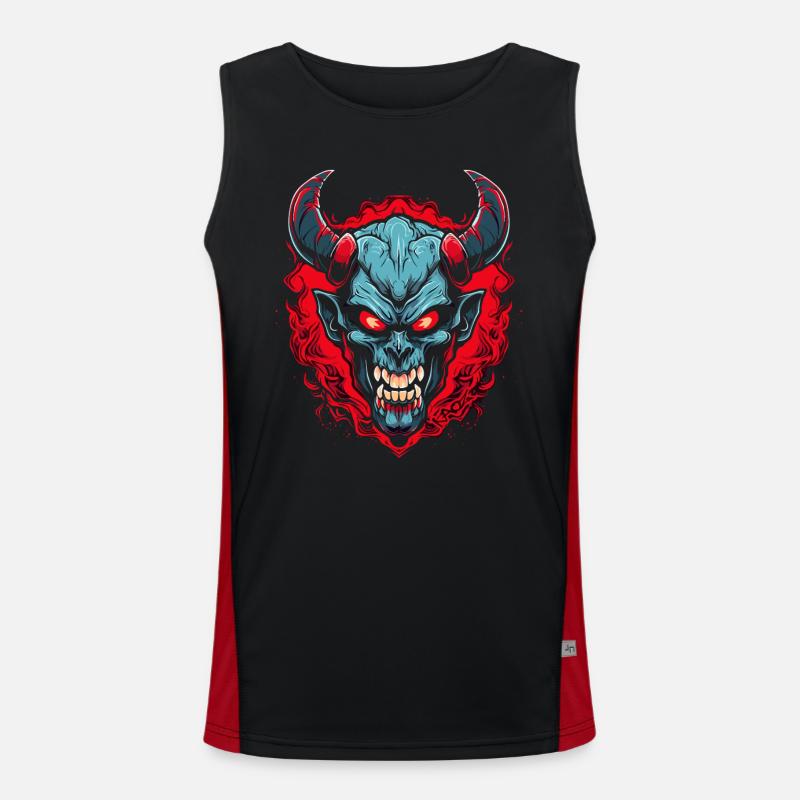 Medieval Flames and Devil or Demon Men's Functional Contrast Tank Top 