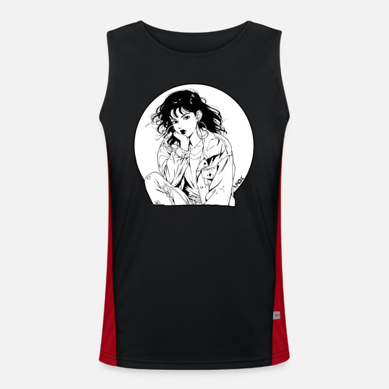 80er oder 90er Jahre Japanisches Mädchen Manga Funktionelles Kontrast-Tank Top für Männer 