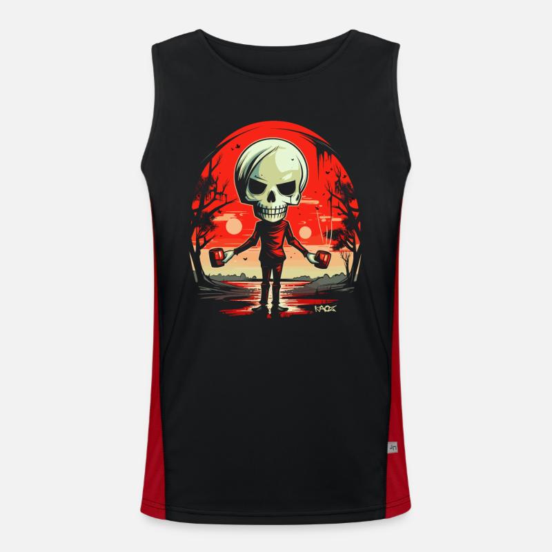 Skull Skeleton with Cups - Men's Functional Contrast Tank Top - black/red