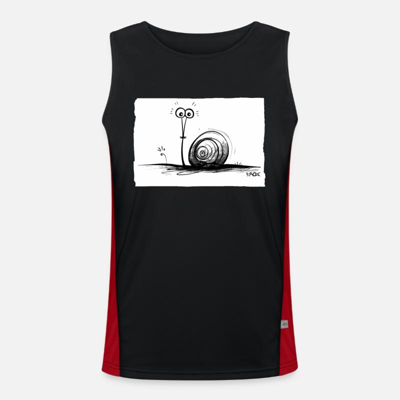 Funny Cute Pencil Snail - Men's Functional Contrast Tank Top  - black/red