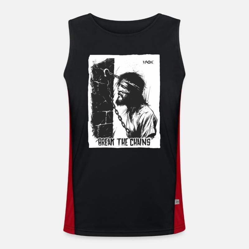 Suffering man, break the chains - Men's Functional Contrast Tank Top - black/red