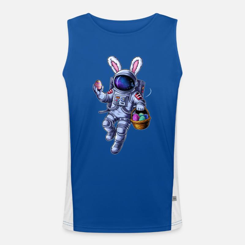 Space Easter Bunny and Egg Hunt Men's Functional Contrast Tank Top 
