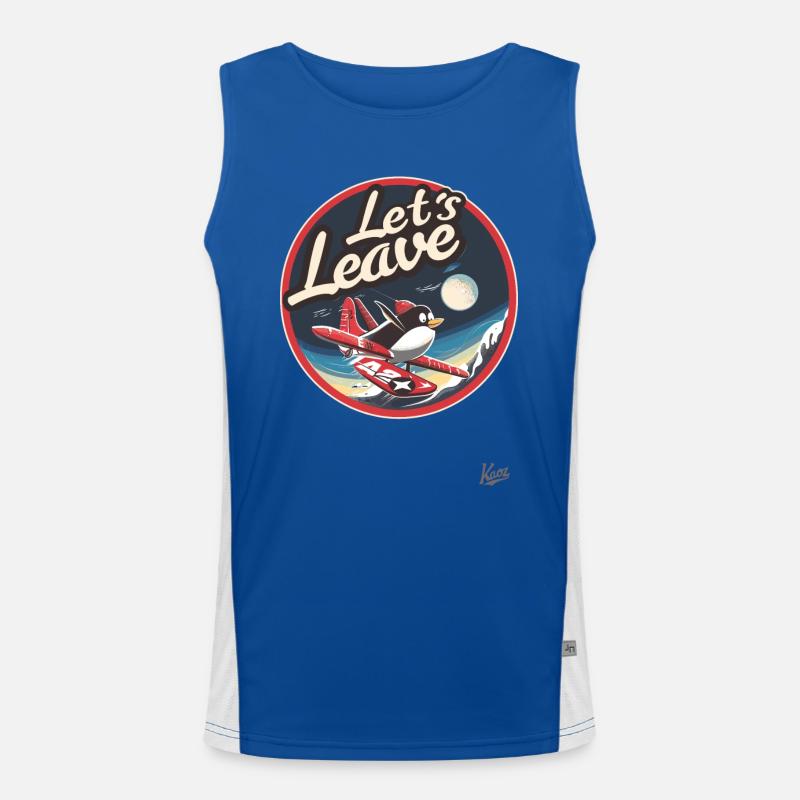 Flying funny penguin in the snow, get away from here Men's Functional Contrast Tank Top 