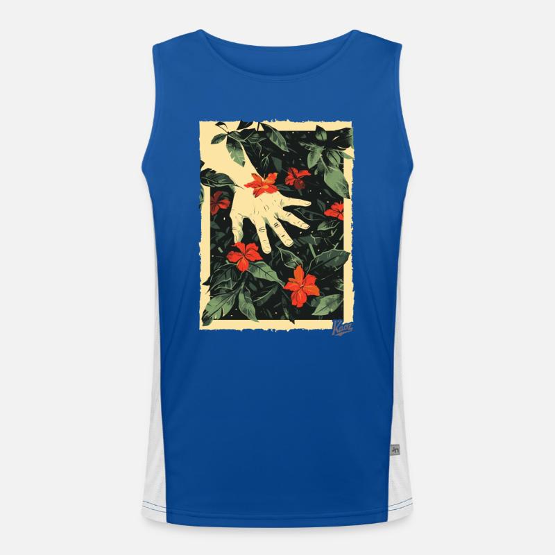 Propaganda style: Hand on the plants in paradise Men's Functional Contrast Tank Top 