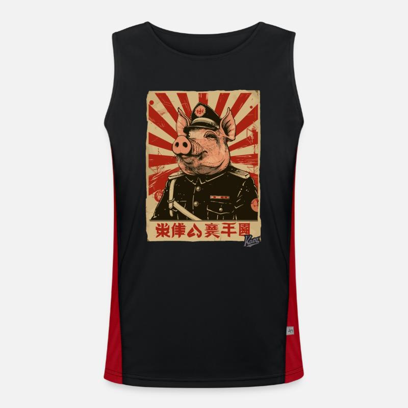 Propaganda-Stil Schwein Funktionelles Kontrast-Tank Top für Männer 