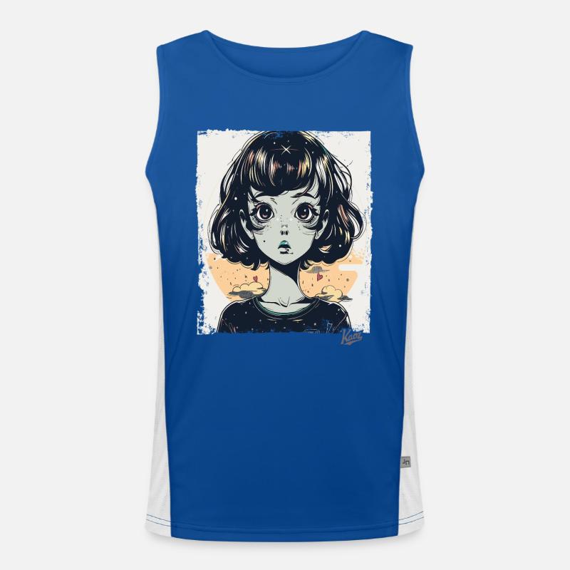 Das Cartoon Mädchen mit Visionen Funktionelles Kontrast-Tank Top für Männer 